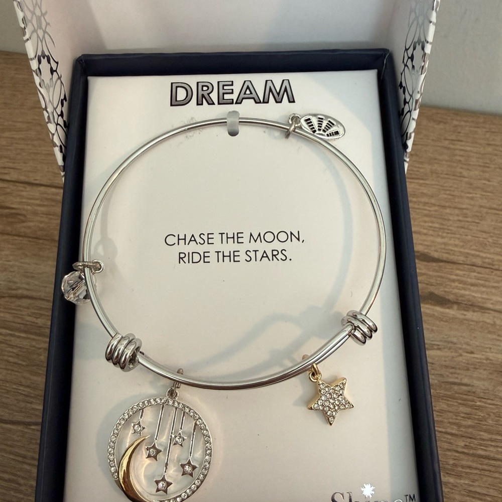 SHINE Silver and Gold Moon and Star Adjustable Bangle Bracelet, NWT - Picture 6 of 7
